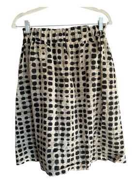 Souvenir Italian European Summer Black and Ivory Abstract A-Line Skirt Sz XS/S